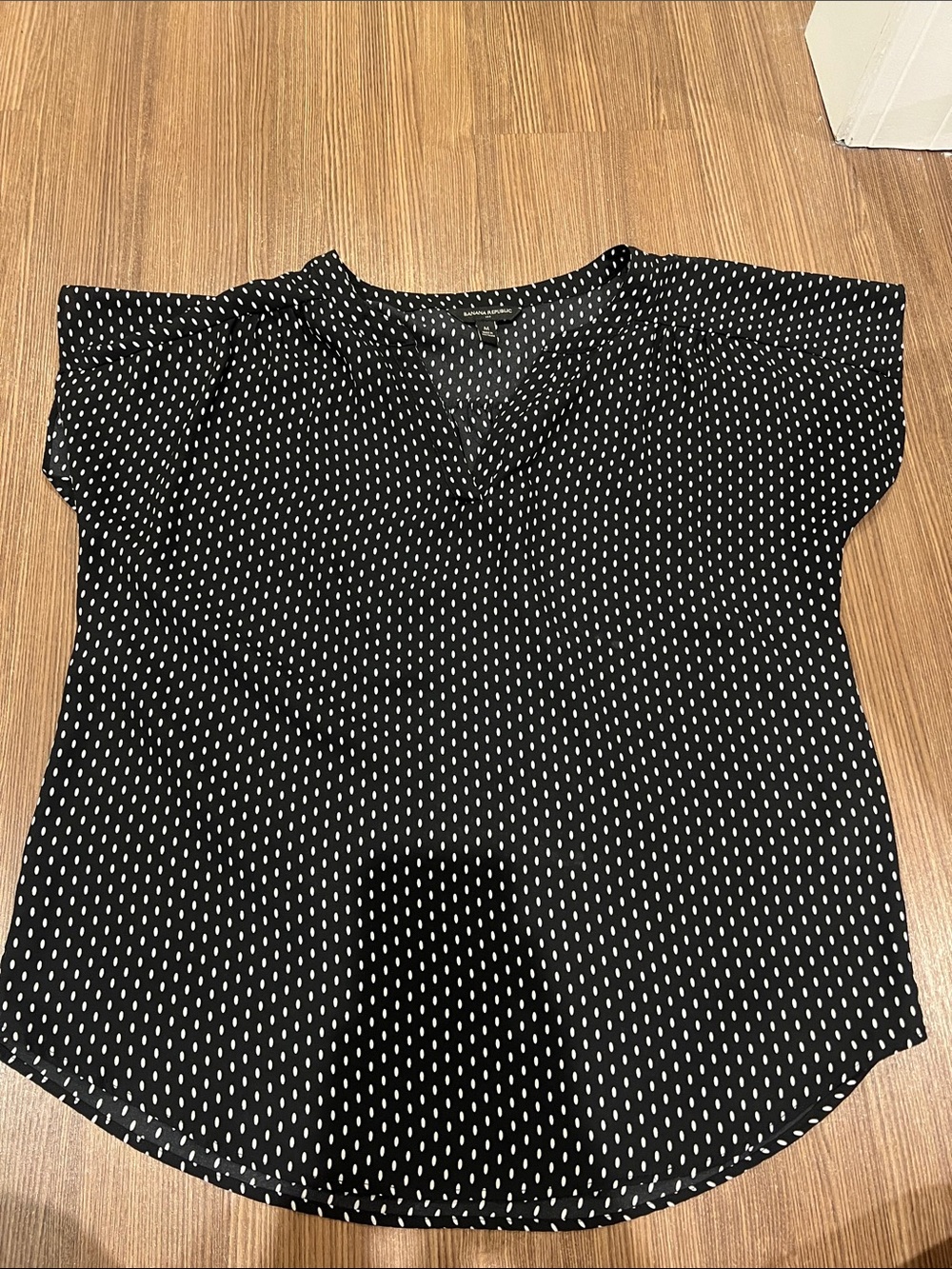 Banana Republic Black Blouse with White Dot Pattern